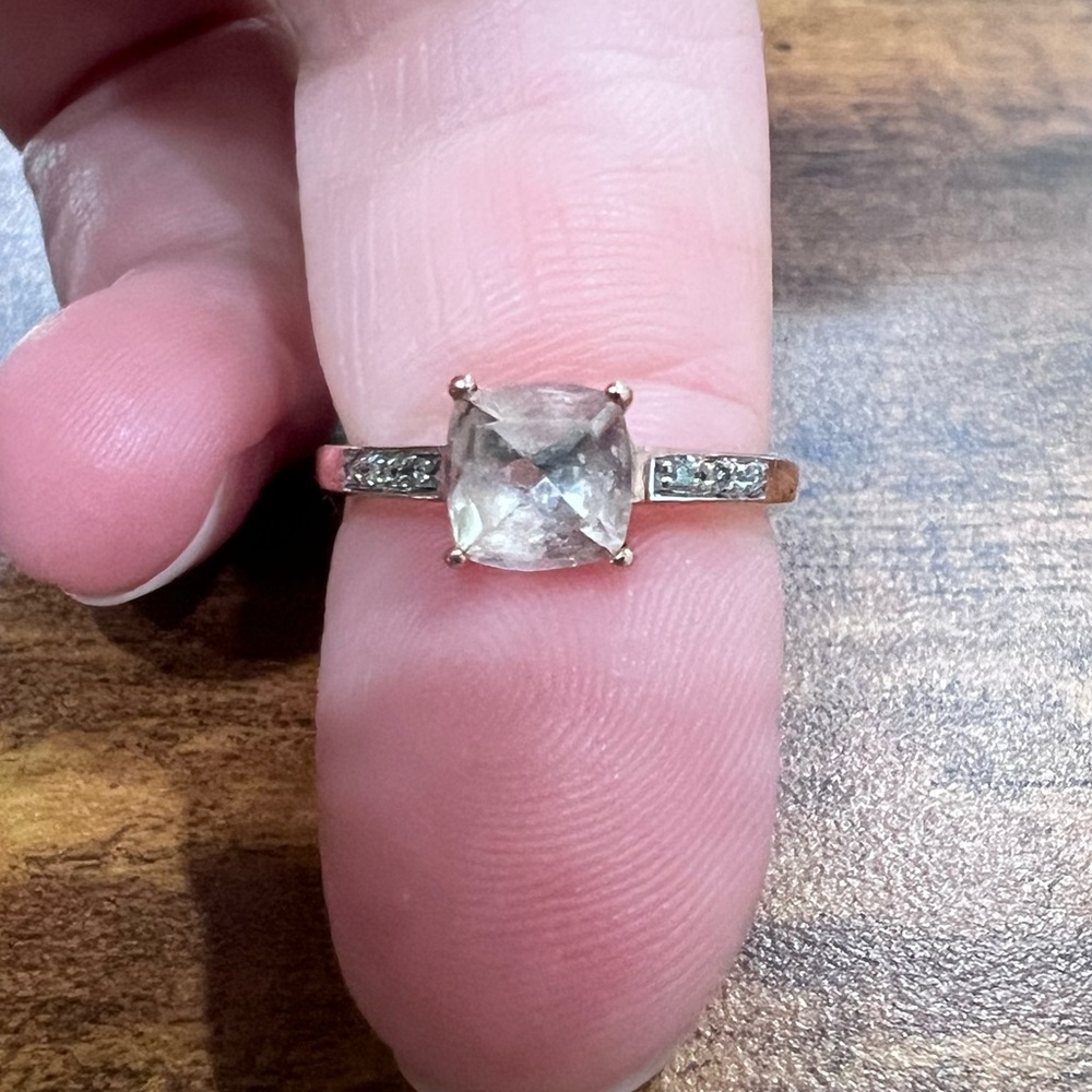 COPY - Morganite and Diamond Sterling Silver Ring size 5